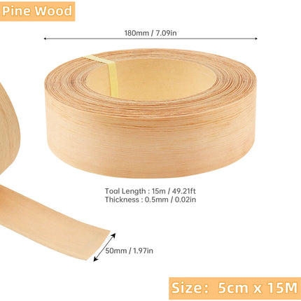 1.9cm/5cm x15M Hot Melt Adhesive Furniture Tape Melamine Edge Banding Strip/ Real Wood Pre Glued Veneer Sheet Cabinet Edge Decor
