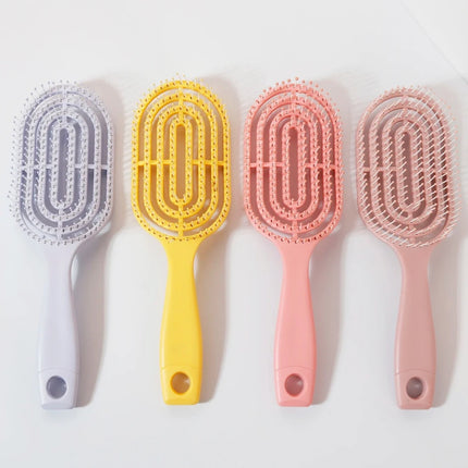 Relaxing Elastic Massage Comb Portable Hollow Comb Scalp Massage Brush Salon Styling Tool Oval Comb Special for real hair wigs