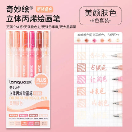 150/6 Colors Colors Large Capacity Acrylic Gel Pen 1.0mm Painting Drawing Student Writing Pen Office School Supplies Stationery