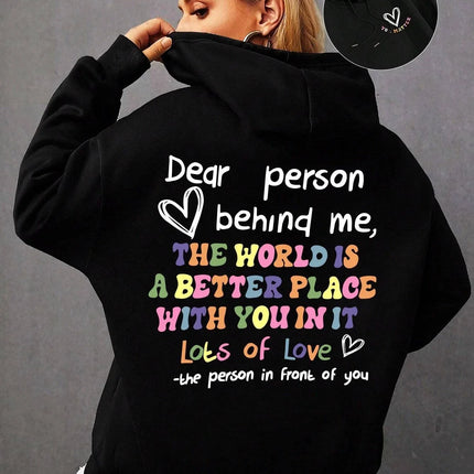Dear Person Behind Me Hoodie Women Colored Letters Warm Fleece Woman Hoody Fur-liner Spring Autumn Hoodies Y2K Casual Tops