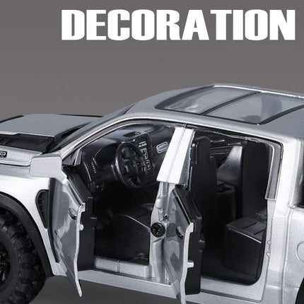 1/32 Dodge RAM 1500 Pickup Toy Car Miniature Diecast Metal Off Road Vehicle Model Pull Back Sound Light Collection Gift Boy