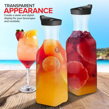 New 32OZ 1000ML Juice Carafe Square Plastic Fridge Beverage Containers Clear Large Cool Water Bottle Pantry Storage