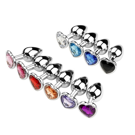 Anal Plug 3 Sizes Heart Metal Crystal Anal Plug for Women Removable Stainless Steel Butt Plug Men Stimulator Anal Sex Toys Dildo