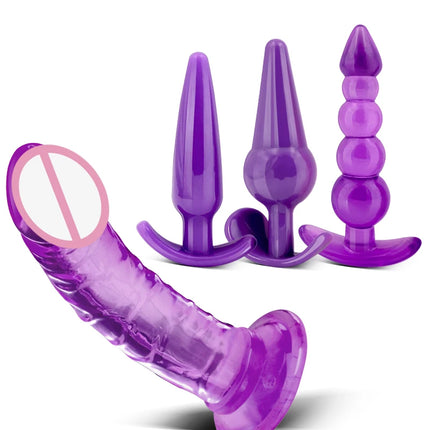4pcs Anal plug set, rear entrance toy kit, adult products sex toys, G-spot stimulator, suitable for both men and women