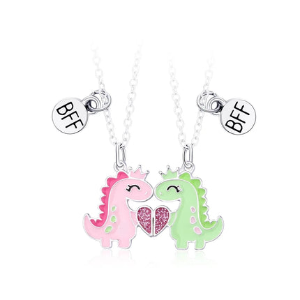2Pcs Cute Cartoon Animal Magnetic Necklace Exquisite Kawaii Pendant Best Friends Couple Jewelry Accessories Party Birthday Gift