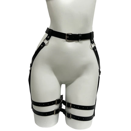 Women Sexy Leather Thigh Garter Belt BDSM Leg Harness Gothic Clothes Garter Stockings Erotic Swordbelt Harness Fetish Clothing