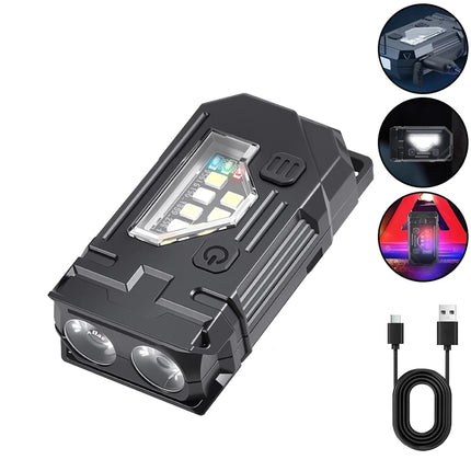 Mini Keychain Flashlight with Magnet Rechargeable Multifunction Torch Lamp Portable Clip on Flashlight Waterproof Camping Light