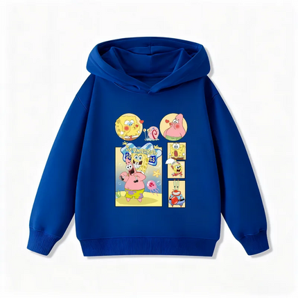 Potdemiel Cute SpongeBob Children's Sweatshirt, Boys' and Girls' Top, Autumn and Winter Warm Hooded Sportswear for Kids