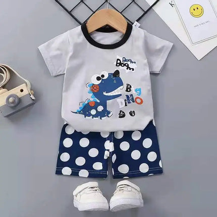 Boutique Clothing New Children's Short-sleeved Shorts Suit Summer Baby Boys Girls T-shirt Two-piece Set 0-1-2-3-4 Years Old