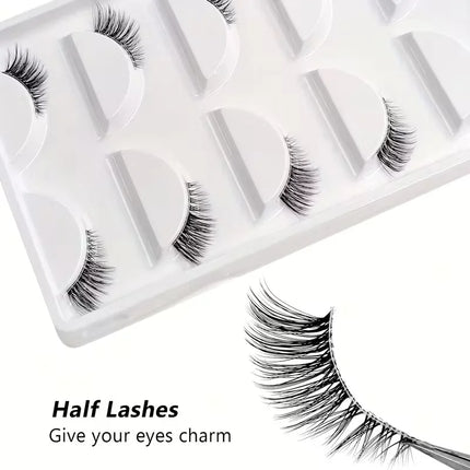 5 pairs Natural Look Curly Half Lashes-Add Volume and Definition to Your Eyes for Dating, Parties, and Stage Makeup-Half Lashes