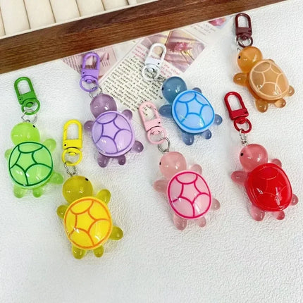 1/8Pcs Colorful Luminous Turtle Keychain Cartoon Glow in-the-dark Color Keyrings Resin Sweet Sea Animal Bag Pendant Hangings