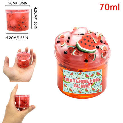 70/300ml Large Crunchy Crystal Slime Kit - Leaf Watermelon Grape Premade Slime Pack Set Non-Sticky Jelly Cube Slime for Party
