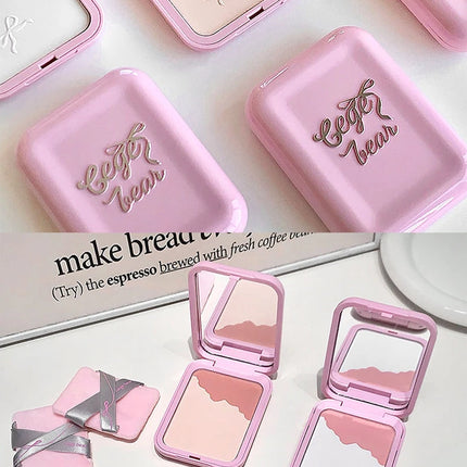 Gege Bear 2-in-1 Highlighter Blush Powder With a Powder Puff Multi-functional Makeup Brightening Natural Matte Makeup