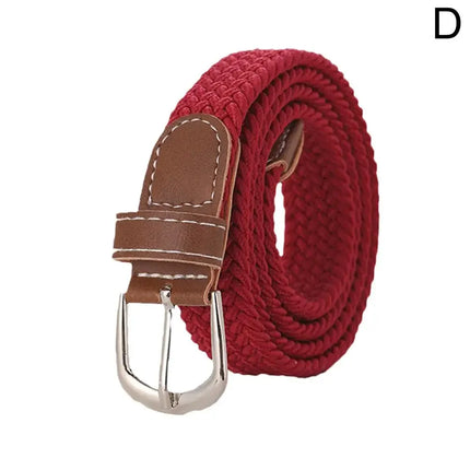 120-130cm Casual Knitted Pin Buckle Men Belt Woven Canvas Elastic Expandable Braided Stretch Belts For Women Jeans Female B D1g1