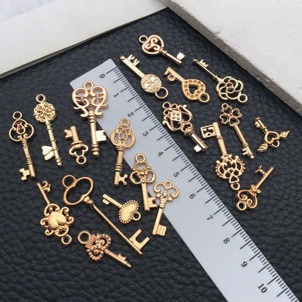 20/100pcs Mini Key Series (Includes Antique Gold/Bronze/KC Gold/Bright Silver Finishes) - Ideal for Handmade Jewelry Crafting"