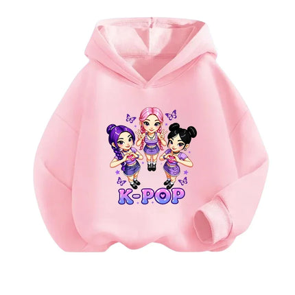 Premium Kpop Anime Printed Hoodie Children Spring Autumn Long Sleeve Hooded Sweatshirt Cozy Casual Boys Girls Daily Outfit