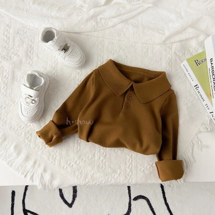Boys And Girls Sweater Baby Children's Bottoming Shirt 2026 Spring And Autumn New All-match Polo Small Lapel Sweater