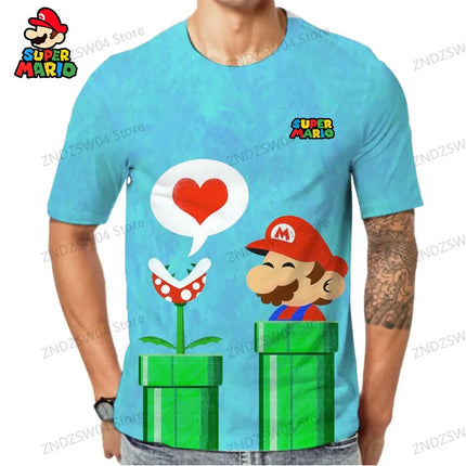 Parent-child Wear Quick Dry Men's Children's T-Shirt Mens Clothes Super Mario T-shirts 2024 110-6XL Y2k Short Sleeve 3D Print