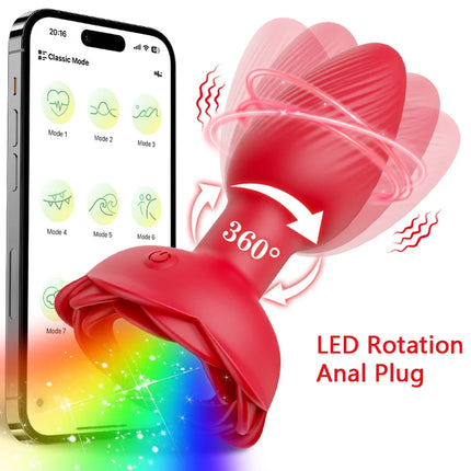 APP Control Rotation Butt Plug Anal Plug for Men 360° Wiggle Prostate Massager Anal Vibrator for Gay Adult Goods Sex Toy for Men