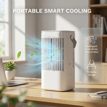 Portable cooling fan with seven-color night light, 900ml large capacity, USB interface, suitable for living room, bedroom, etc
