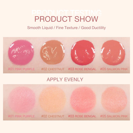 O.TWO.O Liquid Blusher 4 Colors Rose Pink Blush Long Lasting Natural Cheek Face Makeup Blusher High Pigment For Women Cosmetics