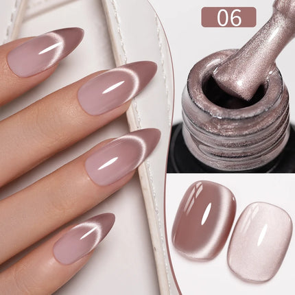 7.5ML Amber Moonlight Cat Magnetic Gel High Glossy Luxury Coffee Series Cat Eye Gel Soak Off UV Semi-Permanent Nail Art Varnish