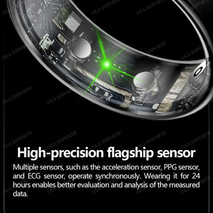 New ECG Smart Ring Heart Rate Blood Pressure Oxygen Body Temperature Sleep Monitoring Rings Waterproof Fitness Sports smartring