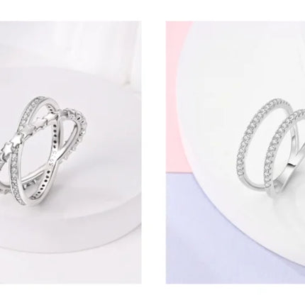 Shine Zircon Ring 925 Silver Original Stone Multi Layer Simple Infinitely Wide Rings For Women FineJewelry Wedding Party Gift