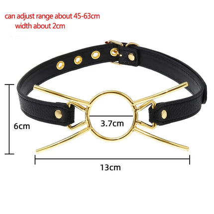 Leather Restraints Head Harness Nose Hook Oral Fixation Open Mouth Gag BDSM Bondage Erotic Adult Games Roleplay Couples Sex Toys