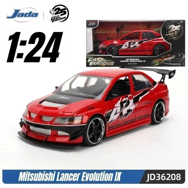 Jada 25th 1:24 Fast & Furious,Dodge Charger Skyline GTR Totota Supra Mitsubishi Eclipse Lancer EVO,Alloy Car Collection Gift Toy