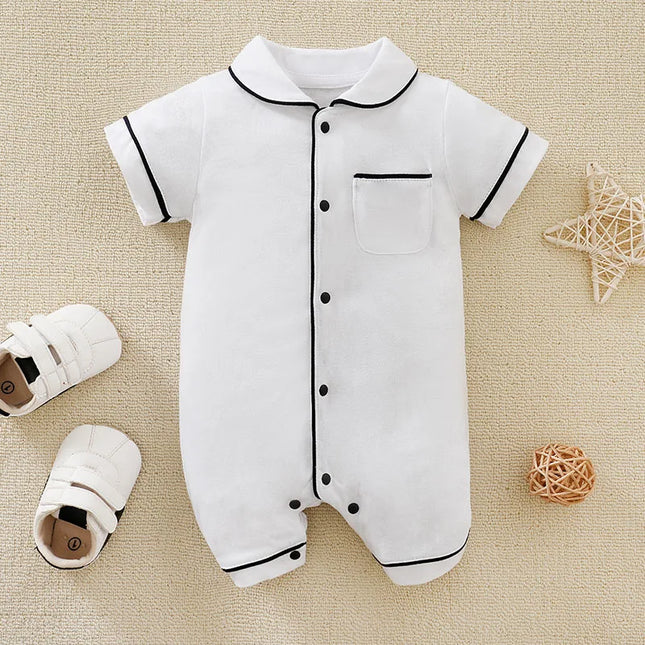 Summer Boys And Girls Plain Casual Pajamas Comfortable Cotton Short Sleeve Baby Clothing Bodysuit