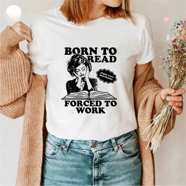 Born To Read Forced To Work T-shirt Vintage Spicy Erotic T-shirt Bookish Dark Romantic Reader T-shirt Moral Grey Club T-shirt