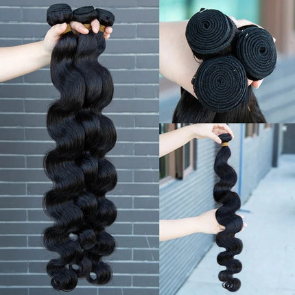 30 40 Inch Body Wave 1 3 4  Human Hair Bundles Brazilian Remy Unprocessed Human Hair Wavy Doule Drawn Bundles Weave Extensions