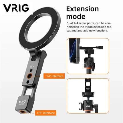 Magnetic Phone Holder Stand MagSafe Cold Shoe Tripod Mount w 1/4 Screw for iPhone Android Phone Desktop Live Streaming Vlog