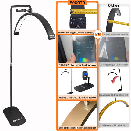 FOSOTO Overseas Warehouse LED Video Light Half-moon Fill Light Lash Nail Desktop Light For Beauty Eyelash Tattoo Makeup