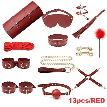 High-end Storage Bag SM 13 Set Combo Couples' Introductory Fetish Game Toys PU Adult Bondage Restraint