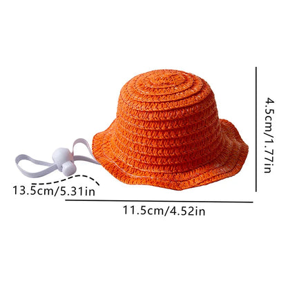 Cute Pet Straw Hat Mini Sun Hat for Cats Dogs Puppy Kitten Outdoor Sun Protection Cap Pet Cosplay Costume Accessories