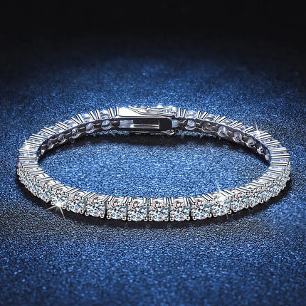 Women's Full-Row Moissanite Bracelet - PT950 Platinum, High Quality, 0.1Ct Each Stone, 17cm/18cm Size