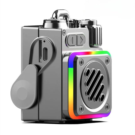 LED Display Screen RGB Desktop Subwoofer Wireless Loudspeaker Metal Mechanical Bluetooth Speaker Support Calendar Alarm Clock