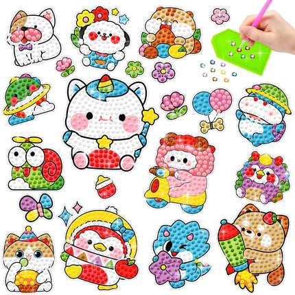 Children's Diamond Painting Sticker Set - DIY Sticker Art Gift - Cartoon Animal Diamond Painting Art Children's Toys