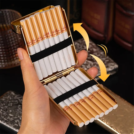 16PCS Capacity Luxury Vintage Engraved Cigarette Case Container Smoking Accessories Pocket Cigarette Box Holder 84mm Storage Box