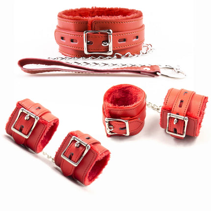 BLACKWOLF Premium Bondage Set Plush Restraint Kits Luxury Collar Anklecuff and Handcuffs Submissive Sex Toy for Fetish Play Fun