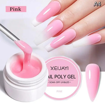 Jelly Extension Nail Gel Polish Soak Off UV LED Gel Modeling Carving Glue Milky White Clear Pink Color Multicolour Nail Salon