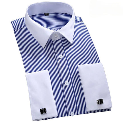 M-6XL Men's French Cuff Dress Shirt 2024 New White Long Sleeve Formal Business Buttons Male Shirts Regular Fit Cufflinks Shirt