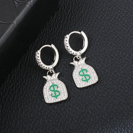 Hip Hop Ice Out Sparkling Round Inlaid Zircon Hypoallergenic Earrings for Men Women Fashion Cool Punk Rock Party Jewelry