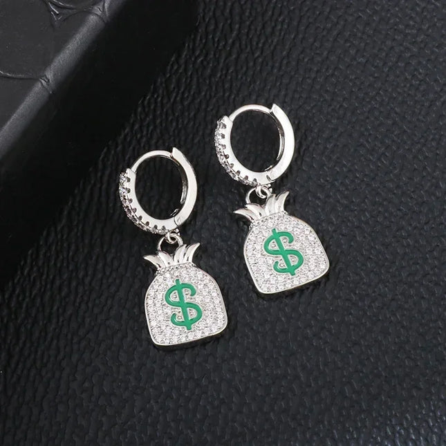 Hip Hop Ice Out Sparkling Round Inlaid Zircon Hypoallergenic Earrings for Men Women Fashion Cool Punk Rock Party Jewelry