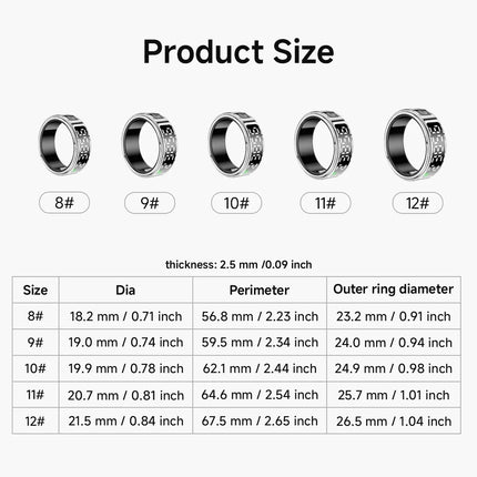 2 Set Display Screen Bluetooth Smart Rings Sleep Heart Rate Oxygen Monitoring Multi Sports Modes IP68 Waterproof Women Men Ring
