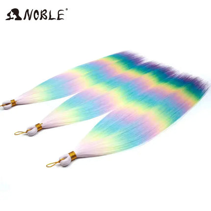 Noble Hair Ariel Straight Pony Hair Bundles Crochet Braids Hair Synthetic Braiding Hair Ombre Brown Soft Crochet Hair Extensions