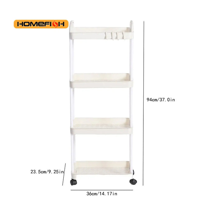 Household Multi-layer Small Cart Storage Rack Floor To Floor Kitchen Bedroom Bathroom Storage Rack Storage Rack With Wheels