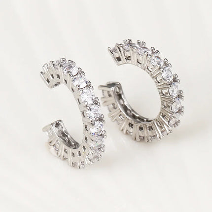 2Pcs Full Rhinestone Zircon Ear Cuff Ear Clip for Women No Pierced C Shape Earcuff Ear Wrap Earcuff Clips Fashion Jewelry Gifts